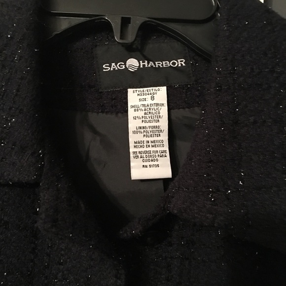Sag Harbor Black sparkle Blazer size 8 Lined - Picture 2 of 3